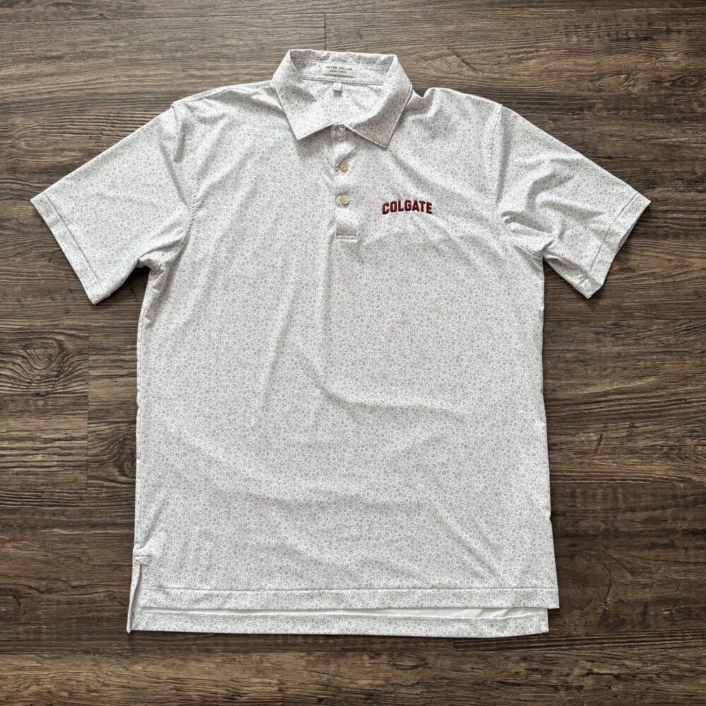 Colgate Raiders Peter Millar Summer Comfort Polo Shirt Mens L Football Patterned
